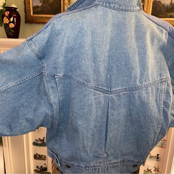 TOGETHER brand, lacy denim jacket in size Missy large. Trendy retro chic. - Picture 5 of 11